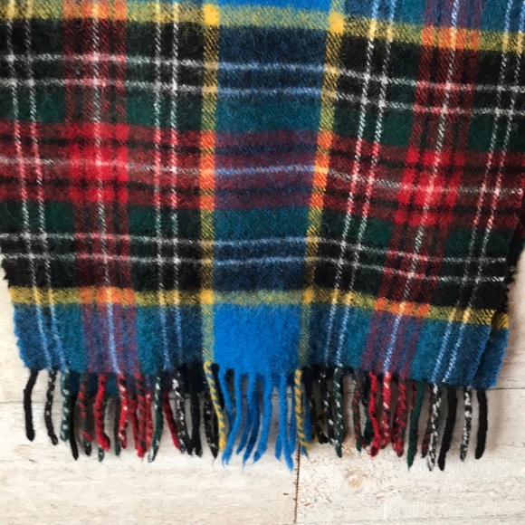 Vintage Clans Scotland fringe trim lambswool scarf - Picture 5 of 6
